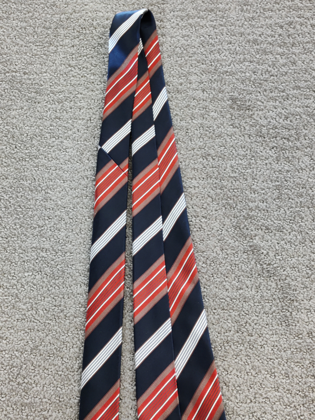 Men's Silk Neck Ties - Mantles - 100% Silk - Navy Blue / Orange - photo 5