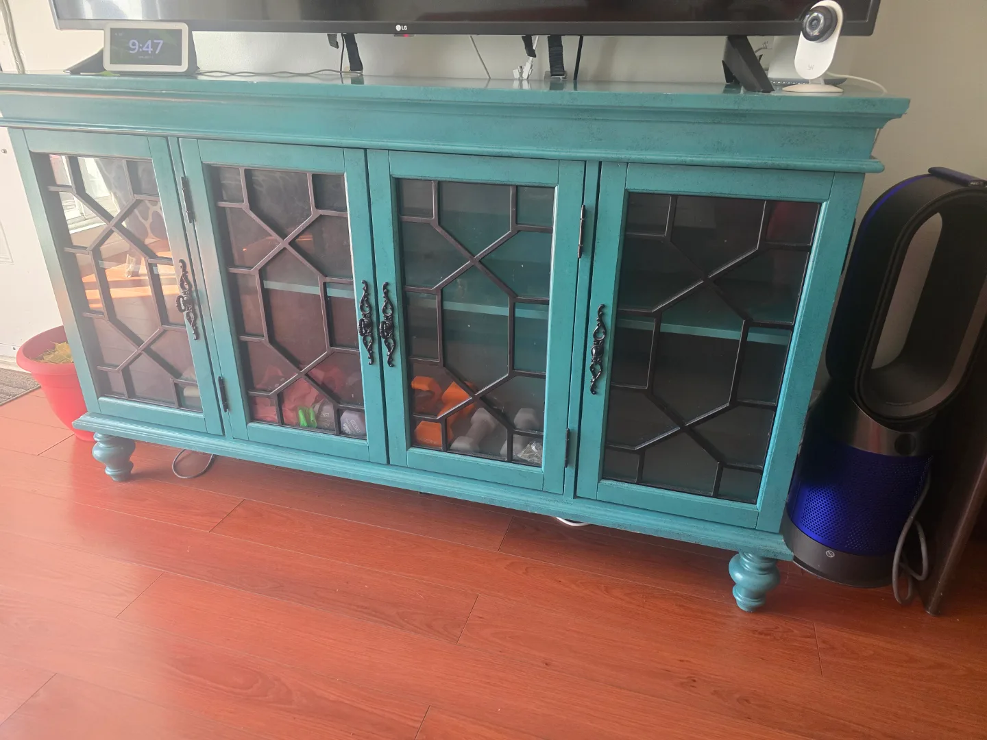 Teal Accent Cabinet with Glass Doors image indicator(2)