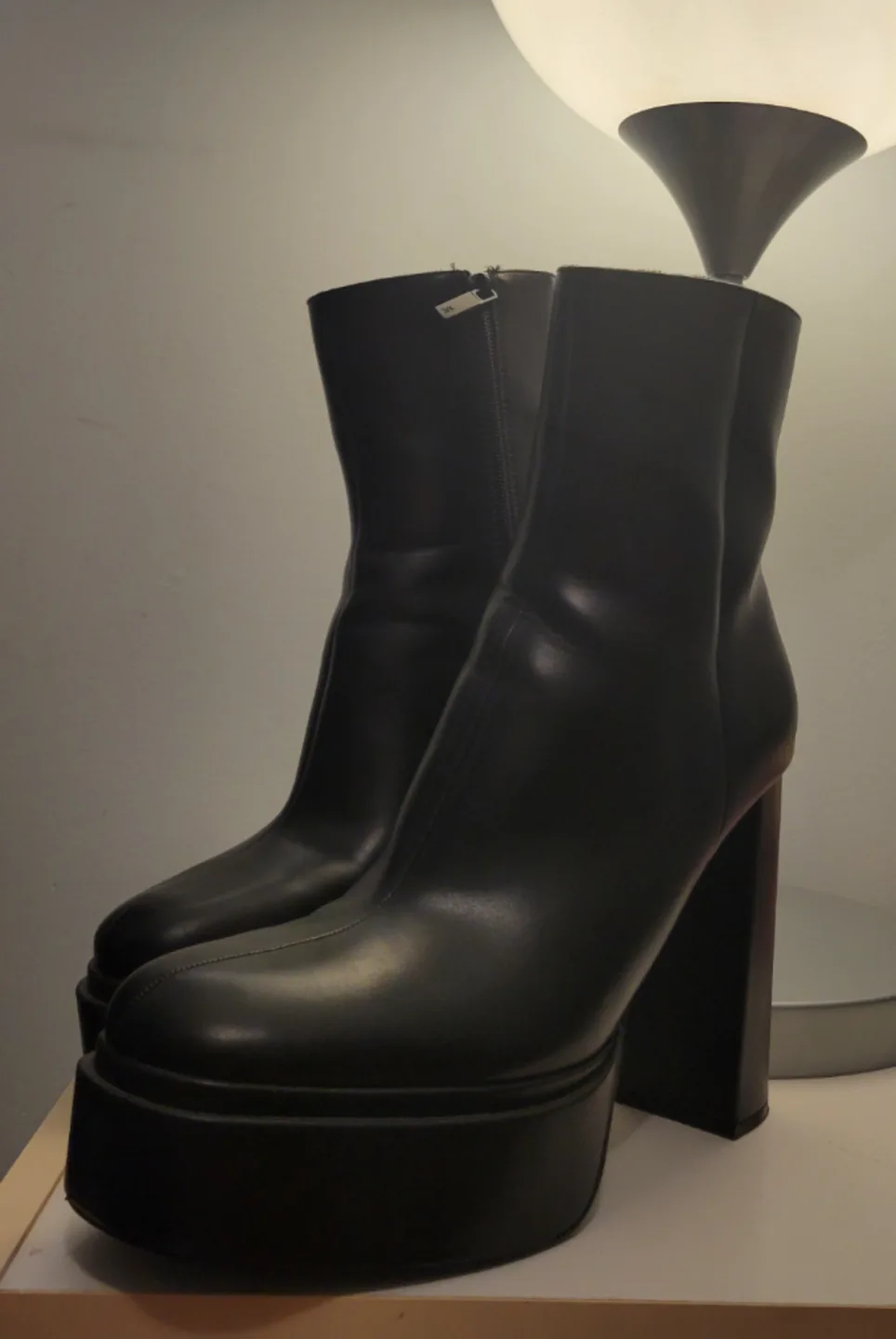 Zara Black Leather Platform Boots thumbnail
