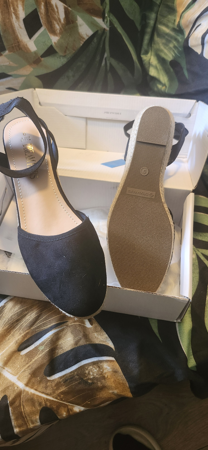 Black Espadrille Wedge Sandals - Size 8 - photo 2