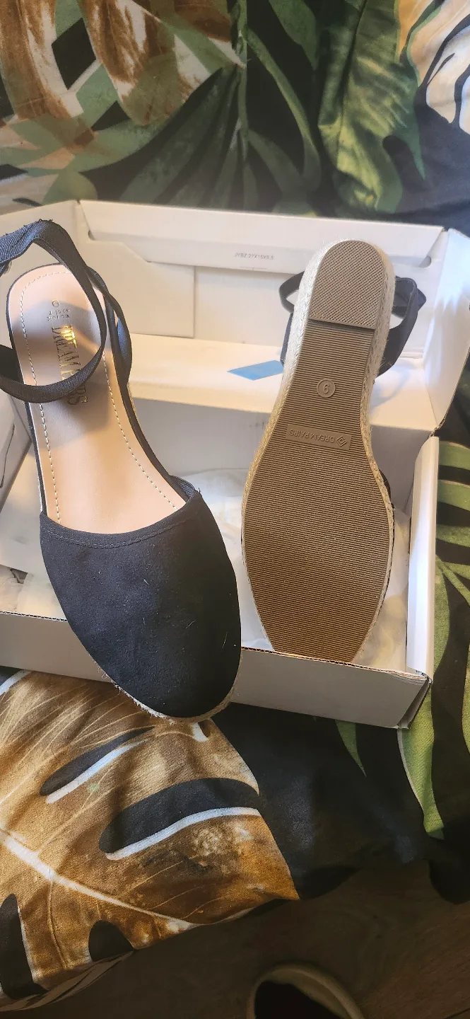 Black Espadrille Wedge Sandals - Size 8 image indicator(2)