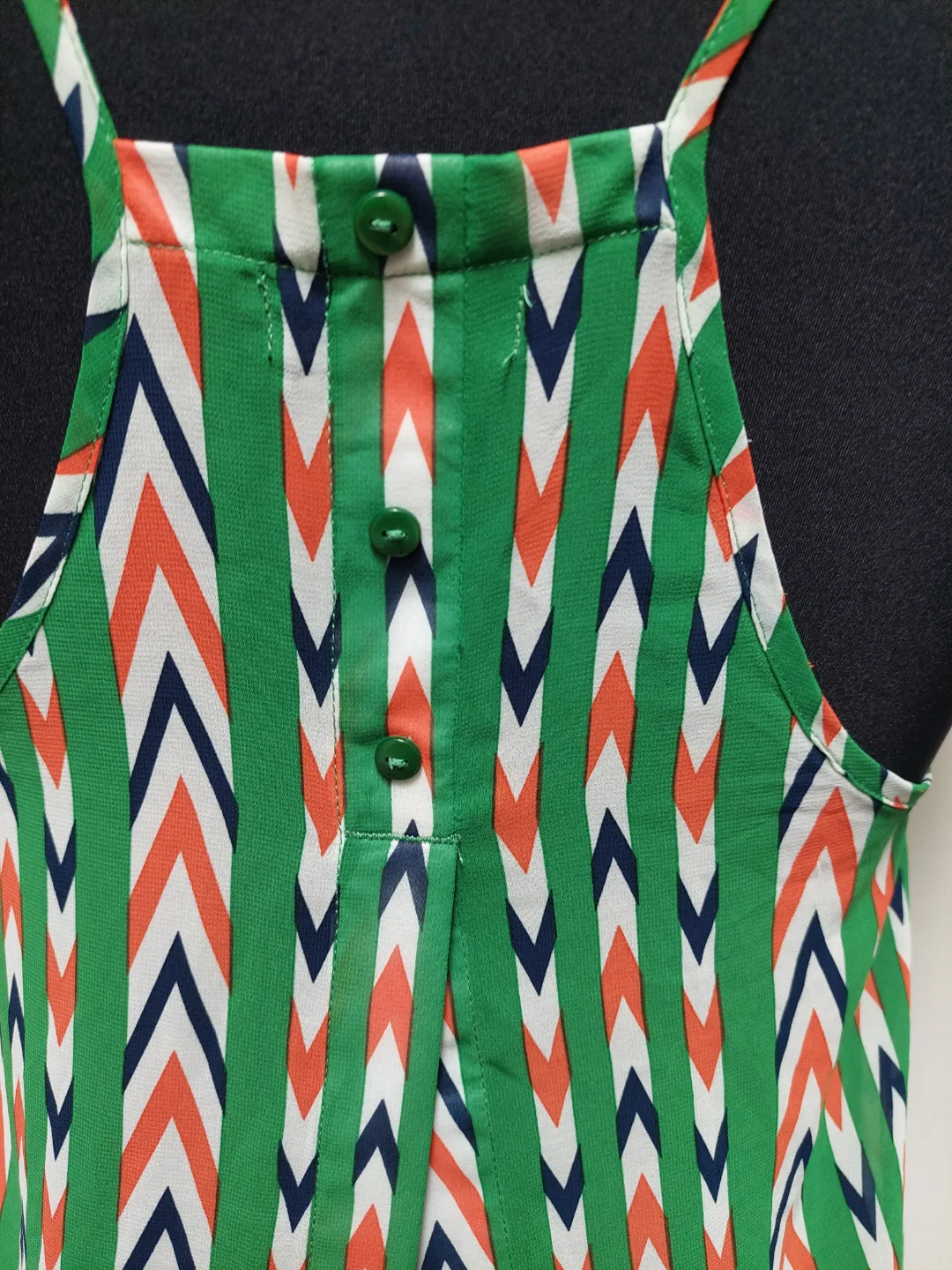 Gorgeous Green and Orange Chevron Print Cami Top Blouse Size M/M image indicator(3)