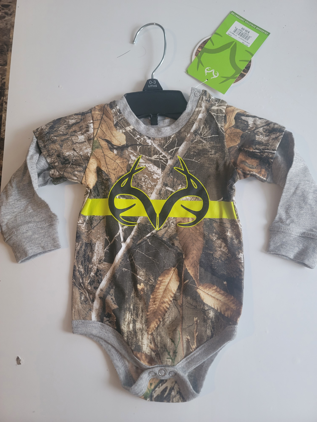 Infant Realtree Long Sleeve Bodysuit - Size 0-3 Months