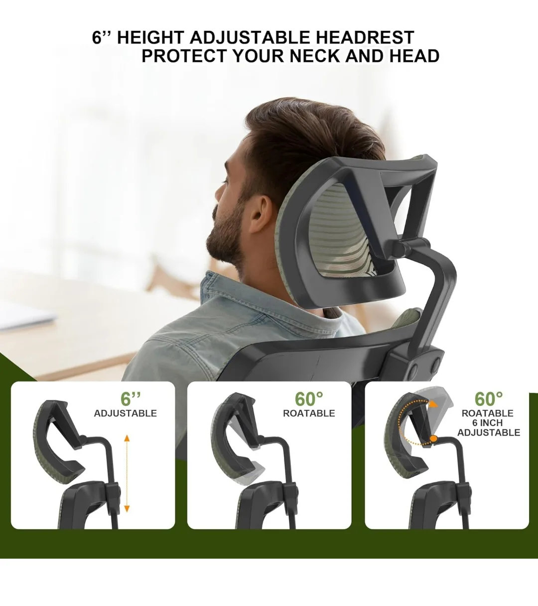 Ergonomic Mesh Office Chair with Adjustable Headrest image indicator(4)