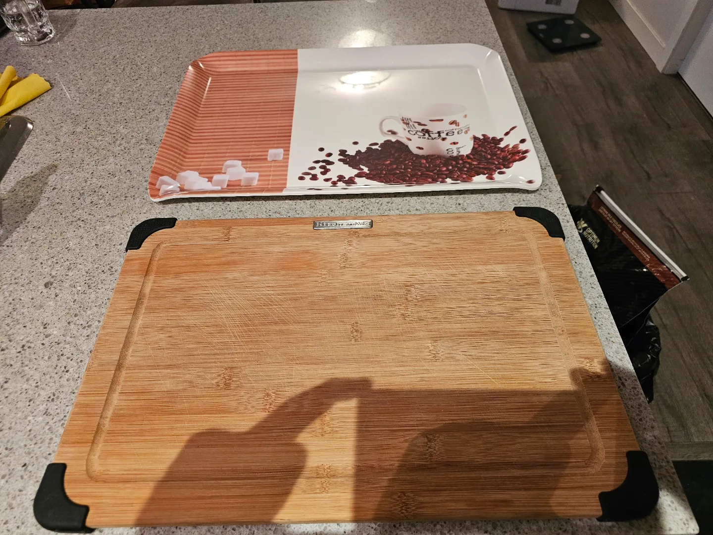 Coffee Themed Serving Tray & Bamboo Cutting Board thumbnail