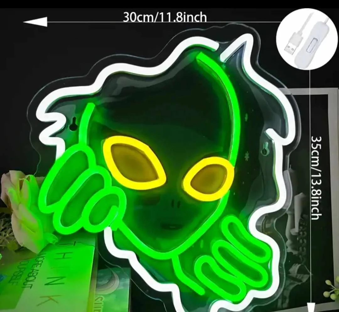 Green Alien Neon Light Sign thumbnail