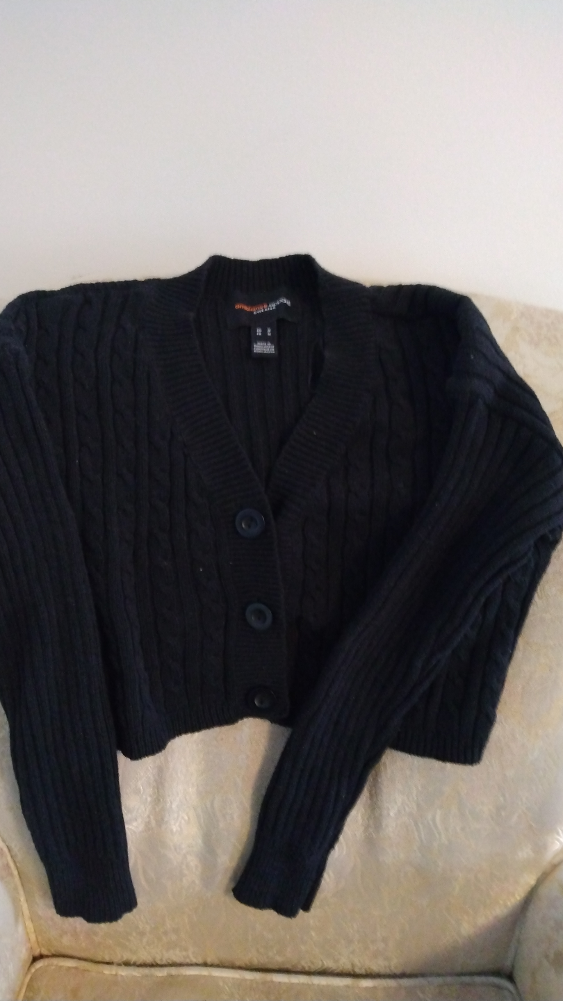 Ambiance Apparel kids Black Cable Knit Cardigan Sweater - Size M