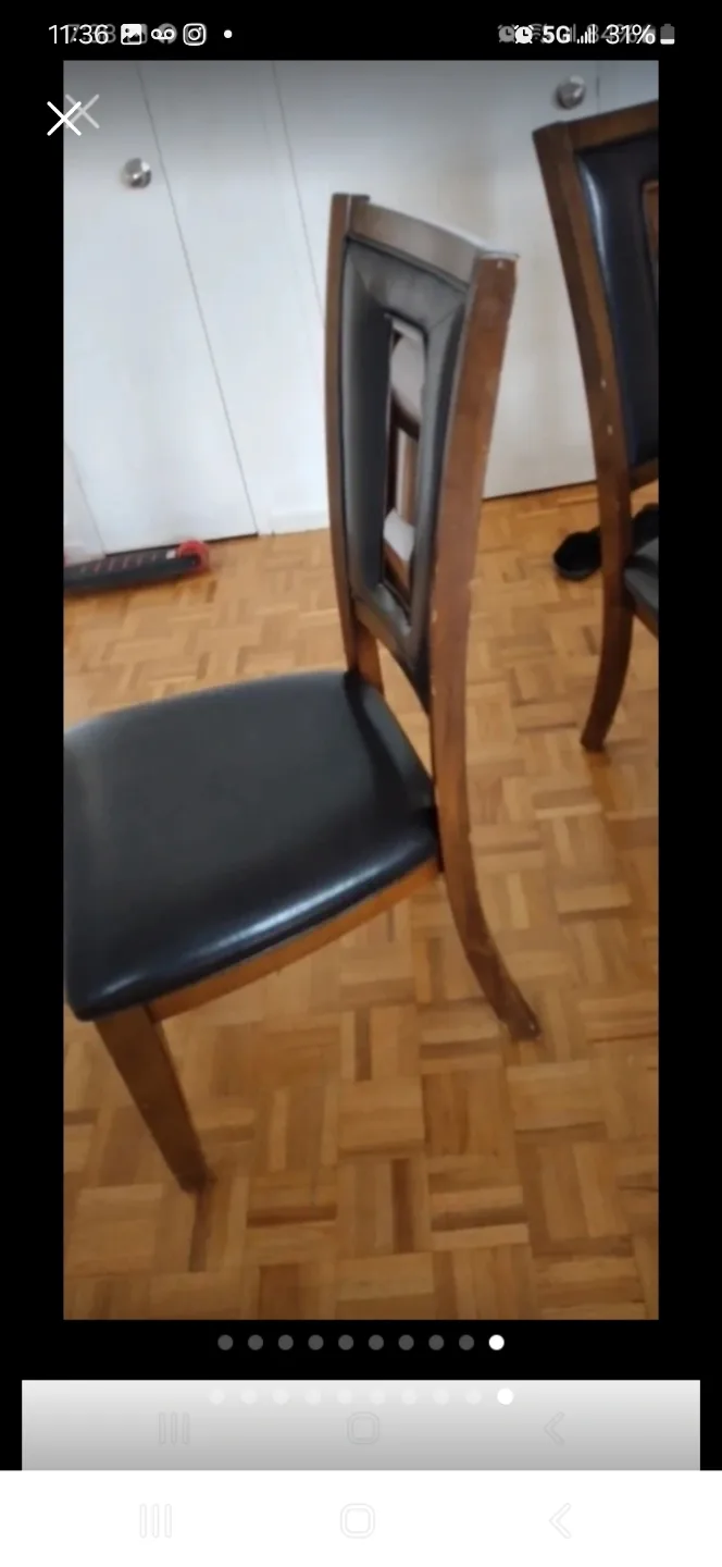 Dark Brown Wood Dining Table with 6 Chairs and Glass Top image indicator(7)