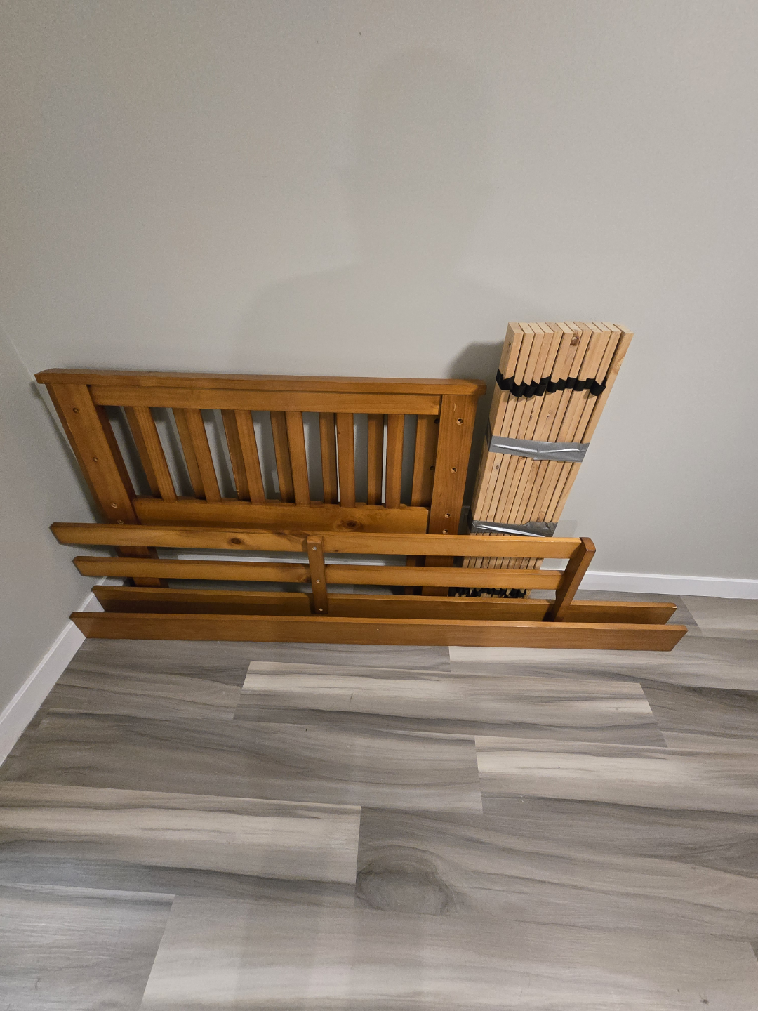 Disassembled Wooden SingleBed Frame