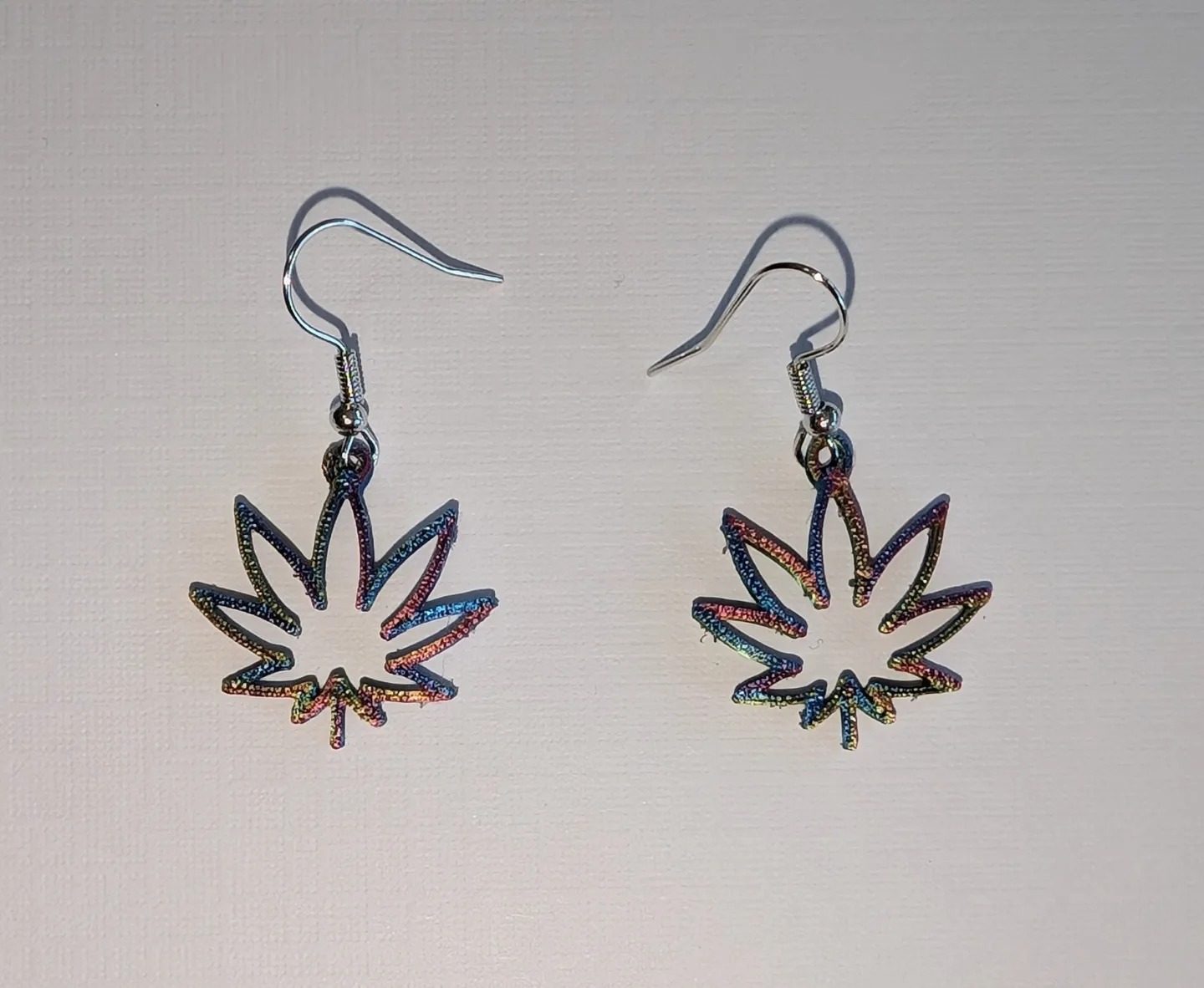 Rainbow Cannabis Leaf Earrings - 3D printed thumbnail