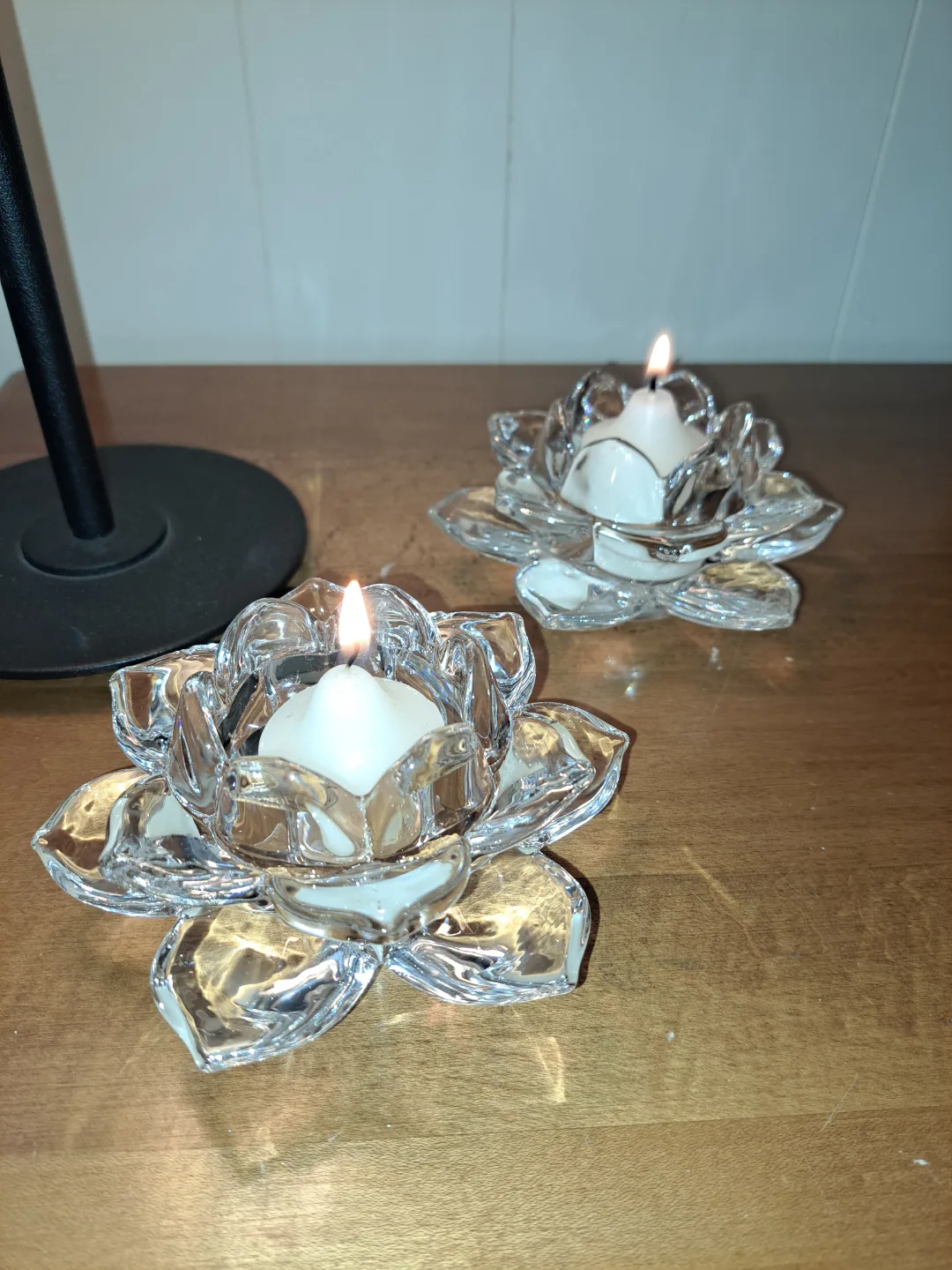 Pair of Partylite Glass Lotus Candle Holders image indicator(3)