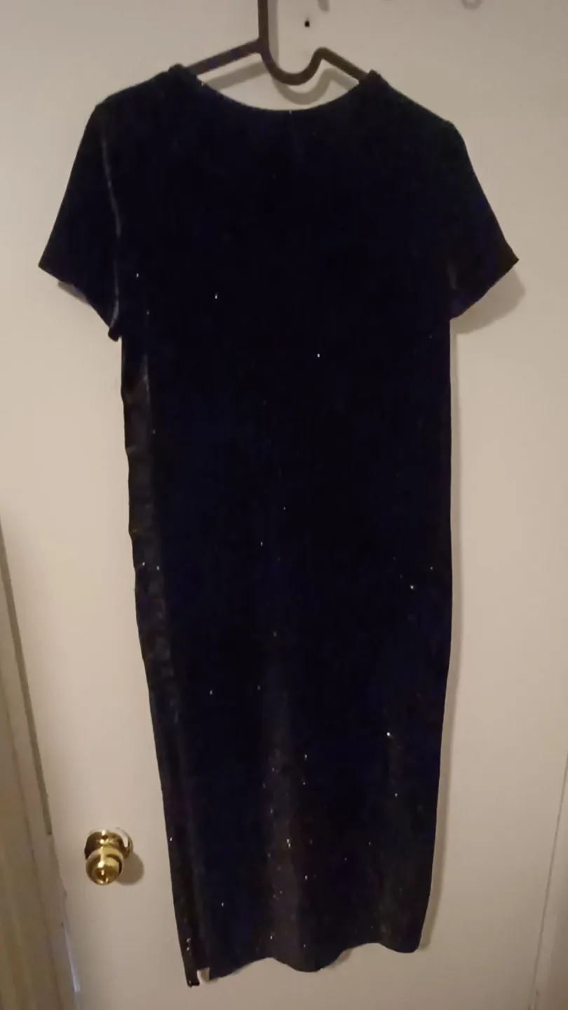 Black Velvet Mini Dress with Side Cut-Outs image indicator(2)