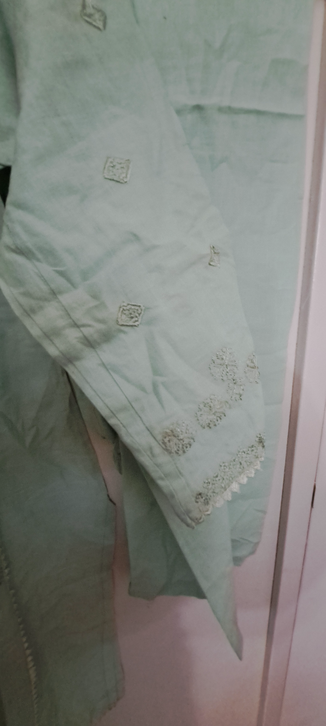 Elegant Mint Green Embroidered Shalwar Kameez - photo 3