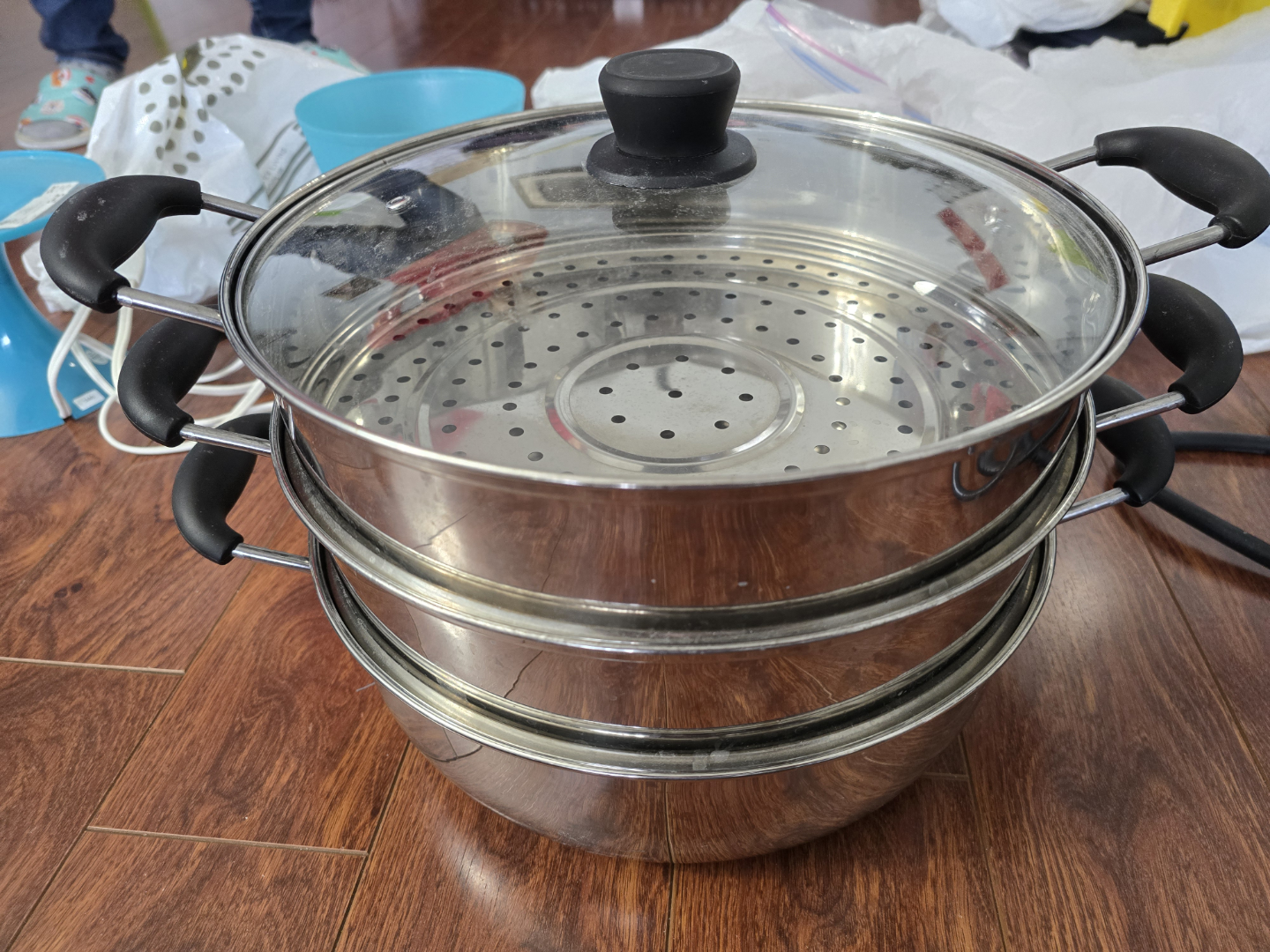 Three-Tier Stainless Steel Steamer