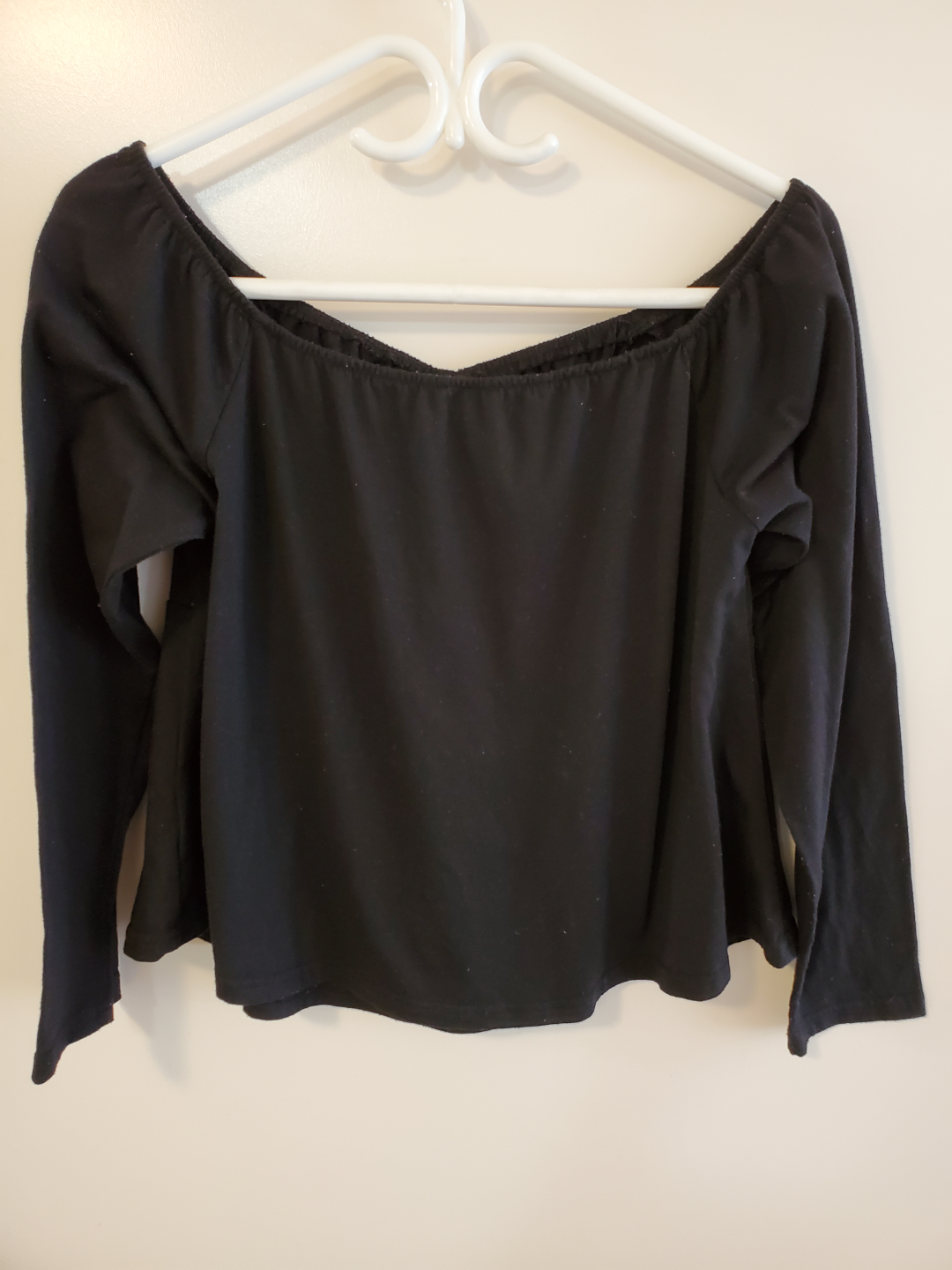 SHEIN Curve Black Off-the-Shoulder Long Sleeve Top - photo 2