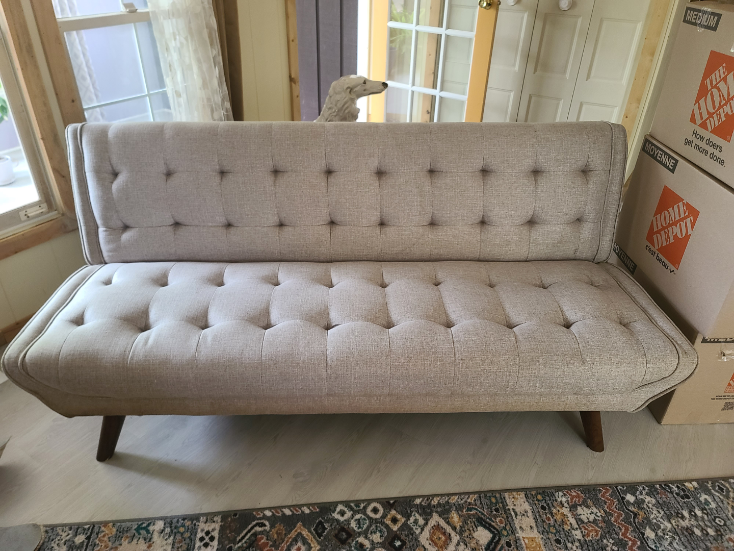 Beige Futon Sofa - photo 2