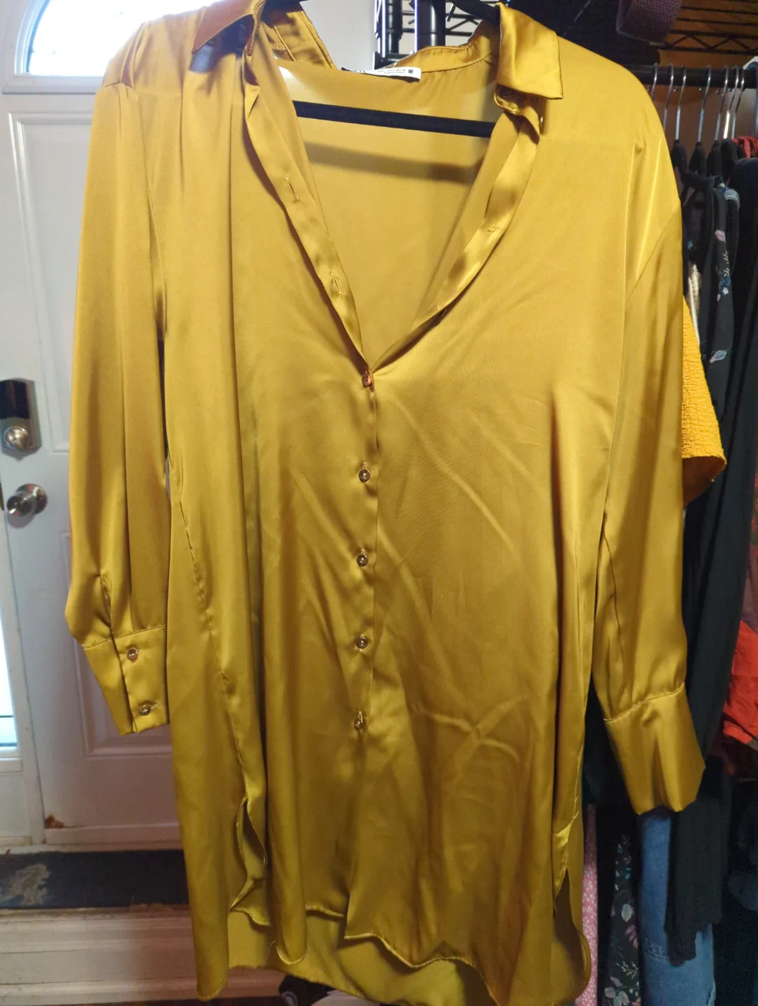 Zara Mustard Long Sleeve Blouse thumbnail