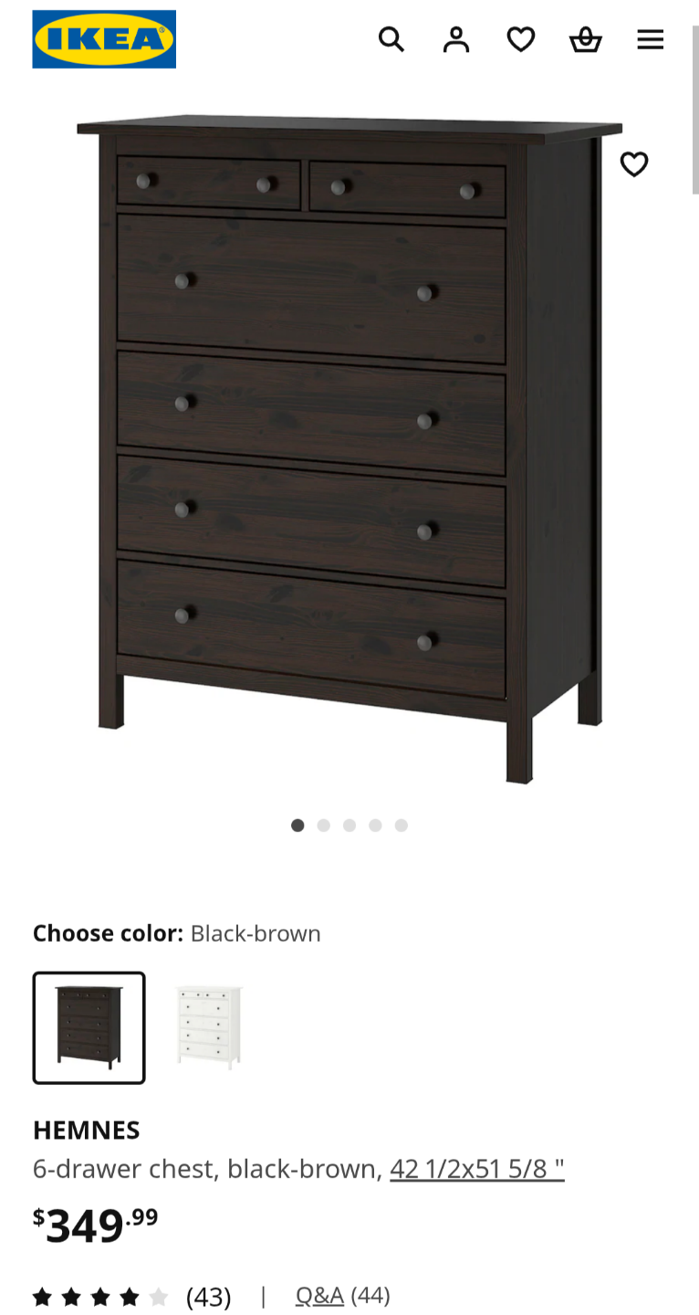 IKEA HEMNES 6-drawer chest - Black-brown - photo 5