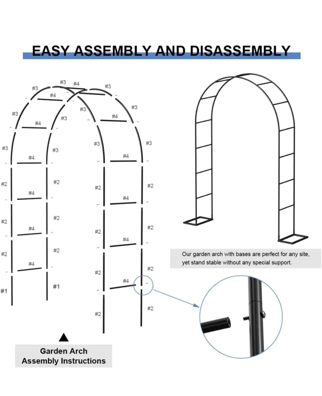 Black Metal Garden Arch Wedding Archway image indicator(5)