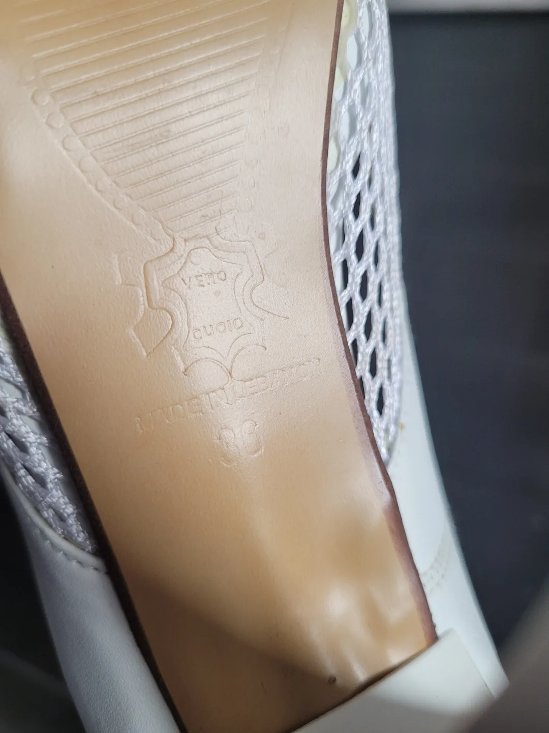 White Peep-Toe Heels, Size 5 image indicator(3)