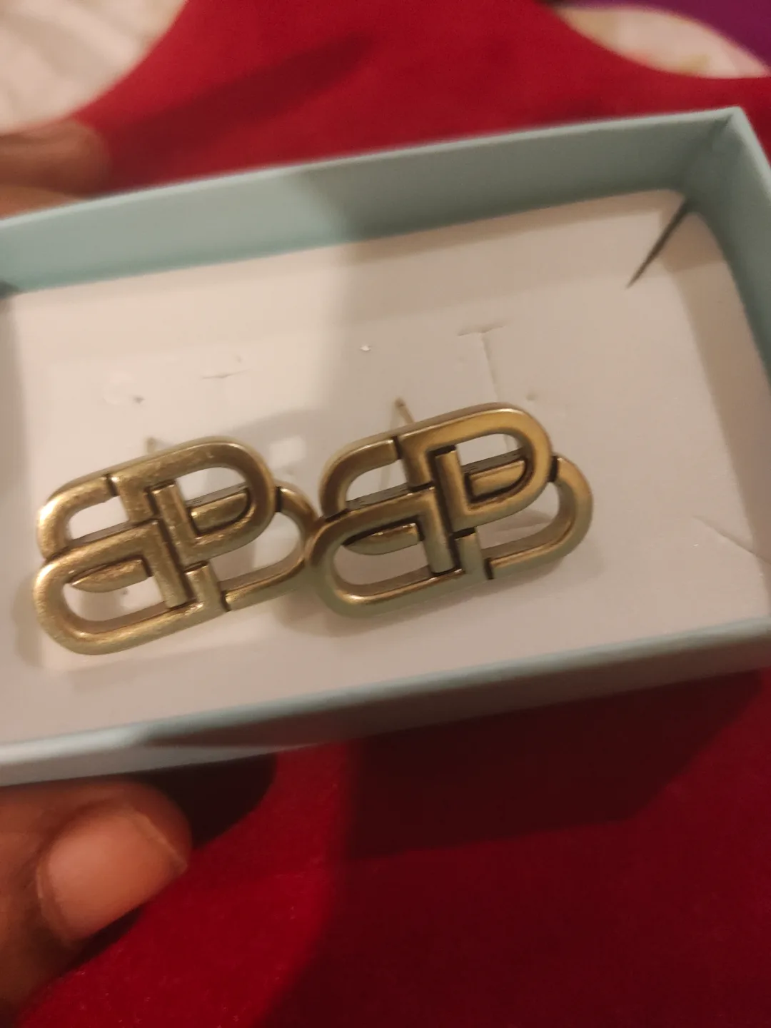 Balenciaga Gold-Tone Logo Earrings image indicator(2)