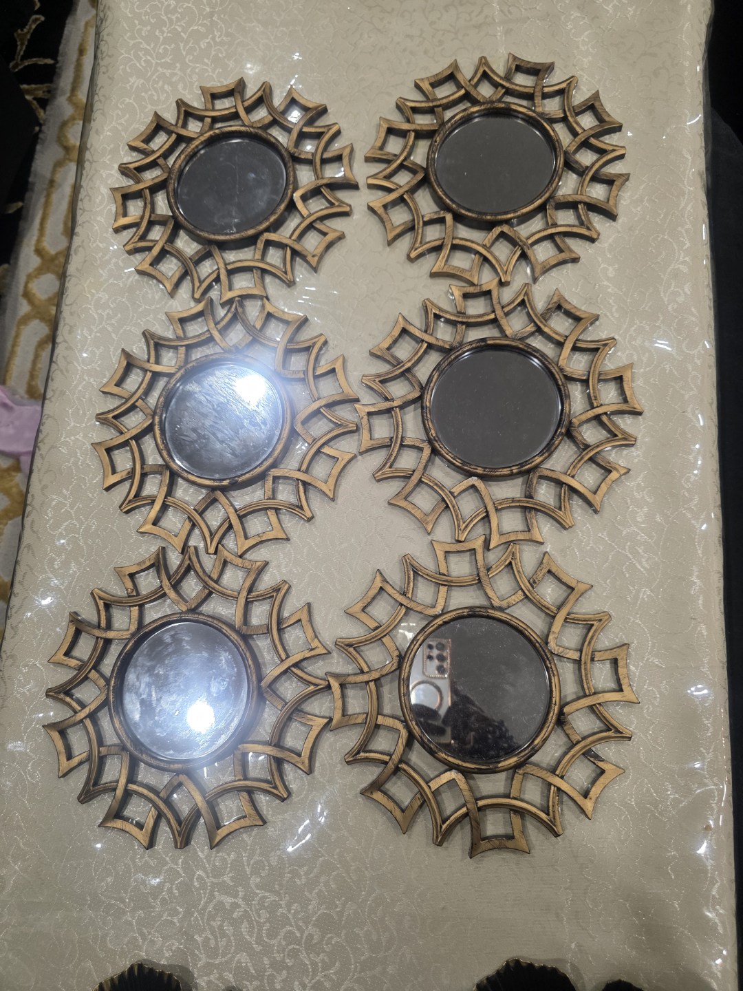 Set of six decorative mirrors