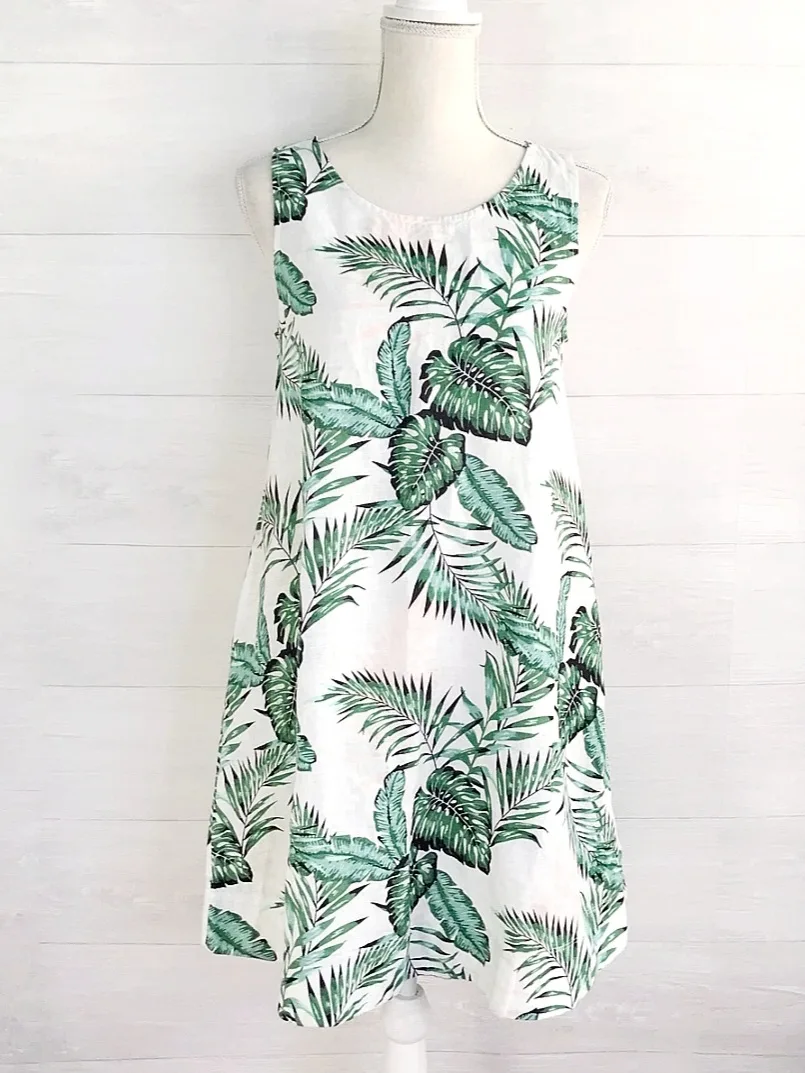 Plam Leaf Tropical Print Dress image indicator(2)