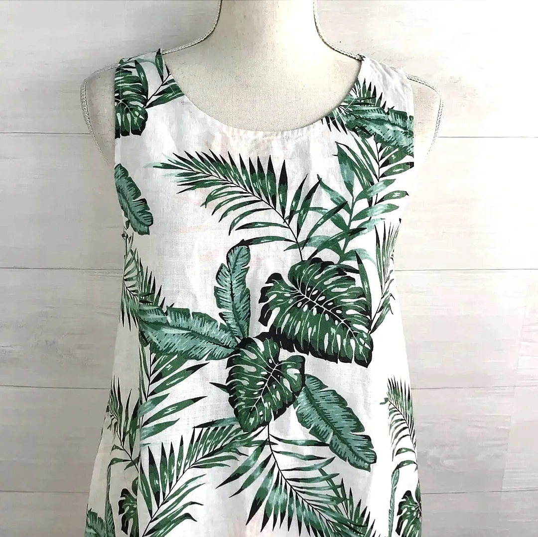 Plam Leaf Tropical Print Dress image indicator(3)