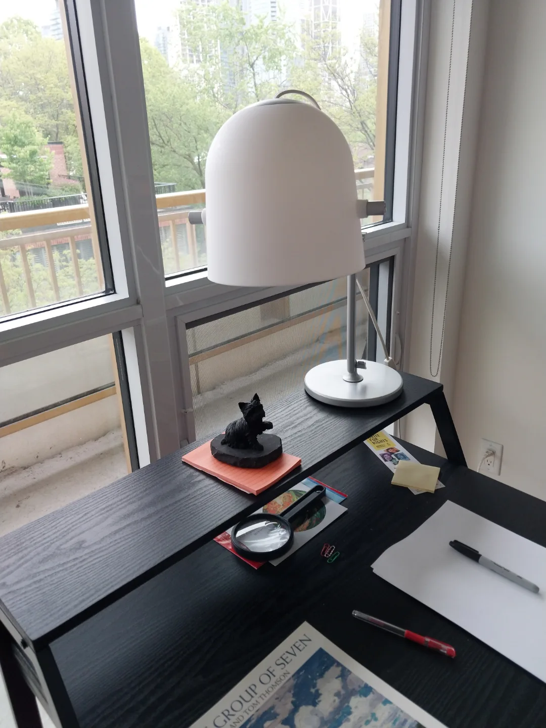 Black Wooden Desk with Metal Frame image indicator(6)