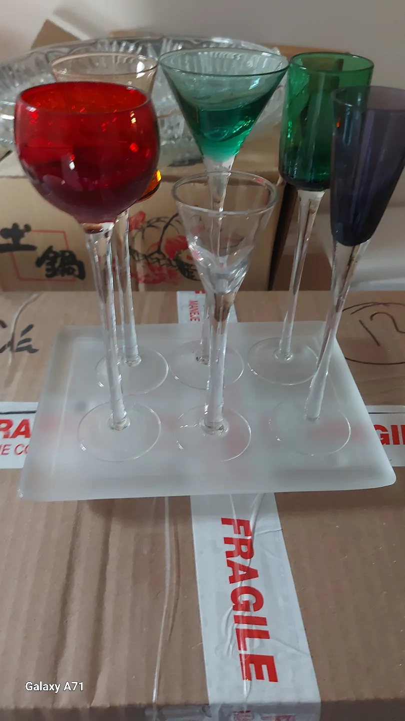 Set of six coloured shot glasses with stand image indicator(2)