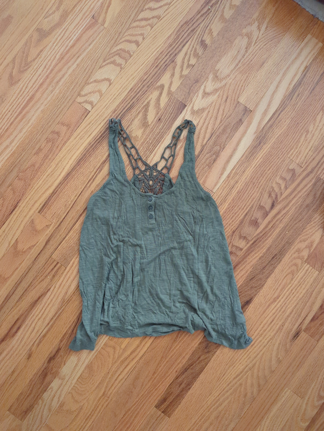 Olive Green Crochet Back Tank Top 🏒