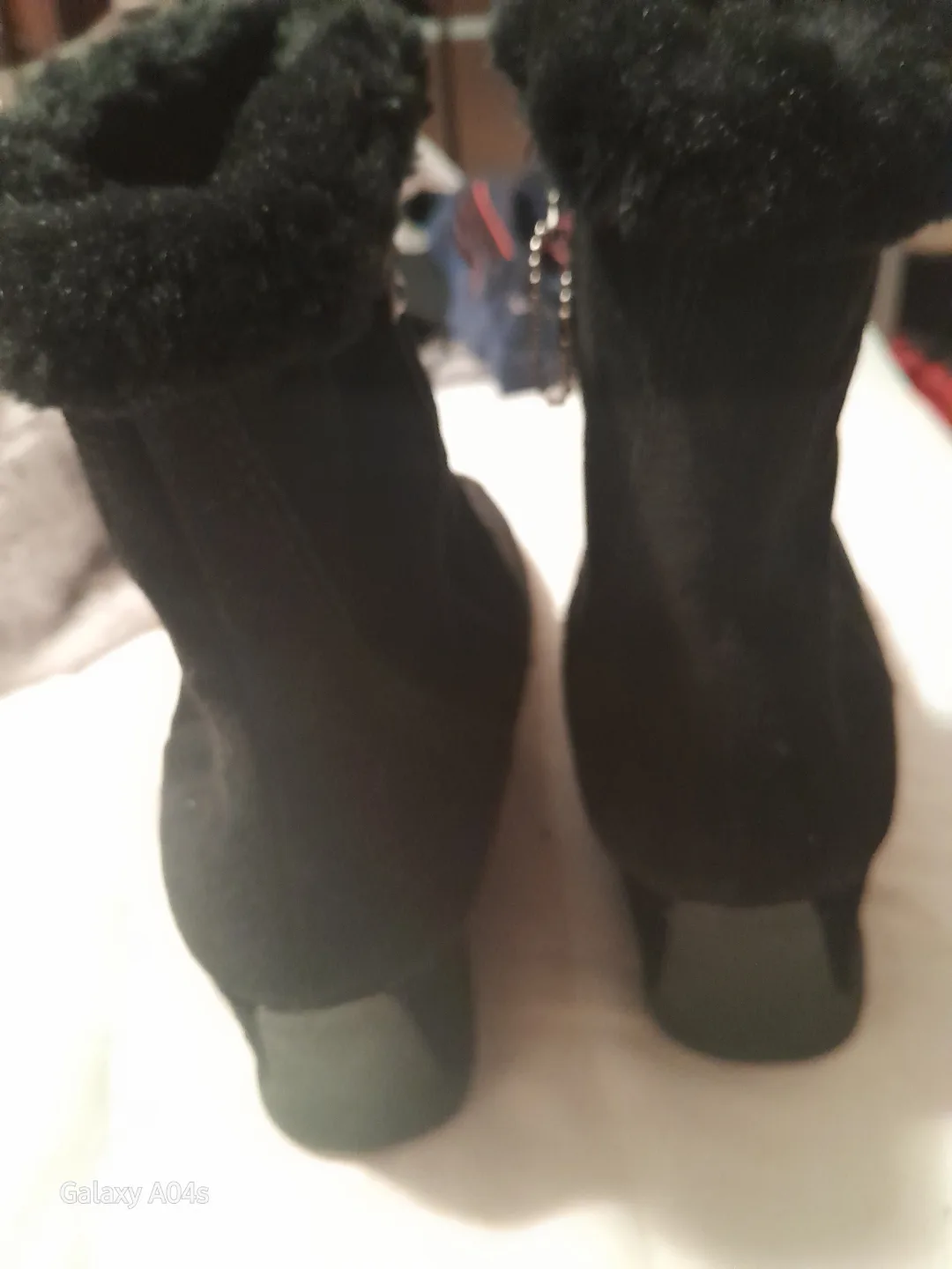Women's Black Suede Ankle Boots with Faux Fur image indicator(5)