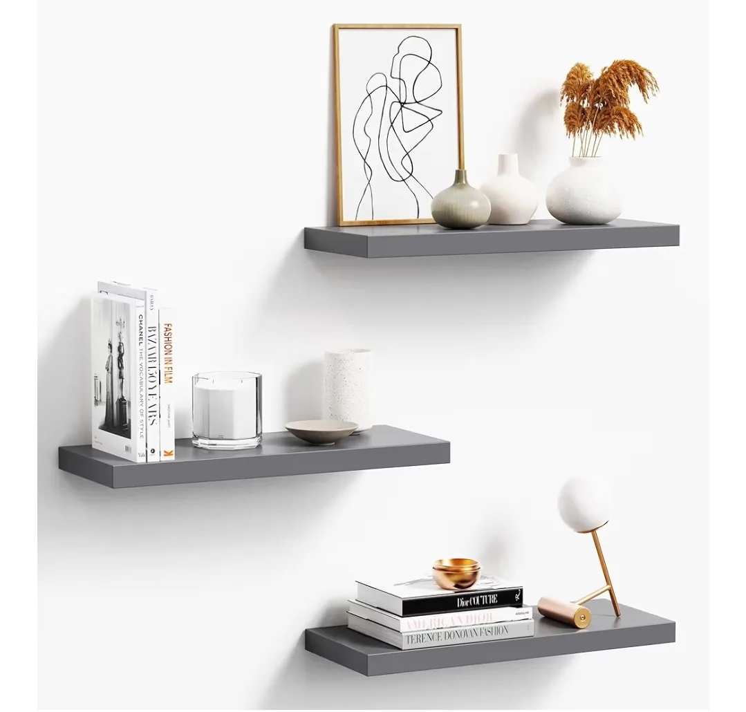 Set of 3 Gray Floating Shelves thumbnail