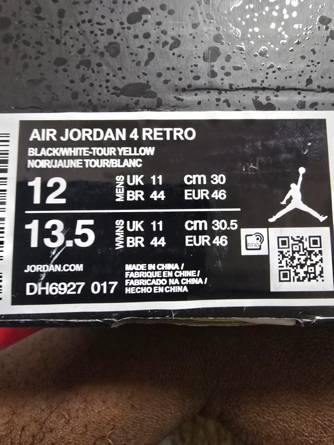 Air Jordan 4 Retro Black/Yellow-Tour Yellow Men's Size 12 thumbnail