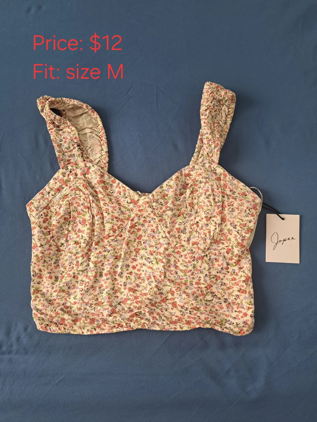 Floral print crop top, size M thumbnail