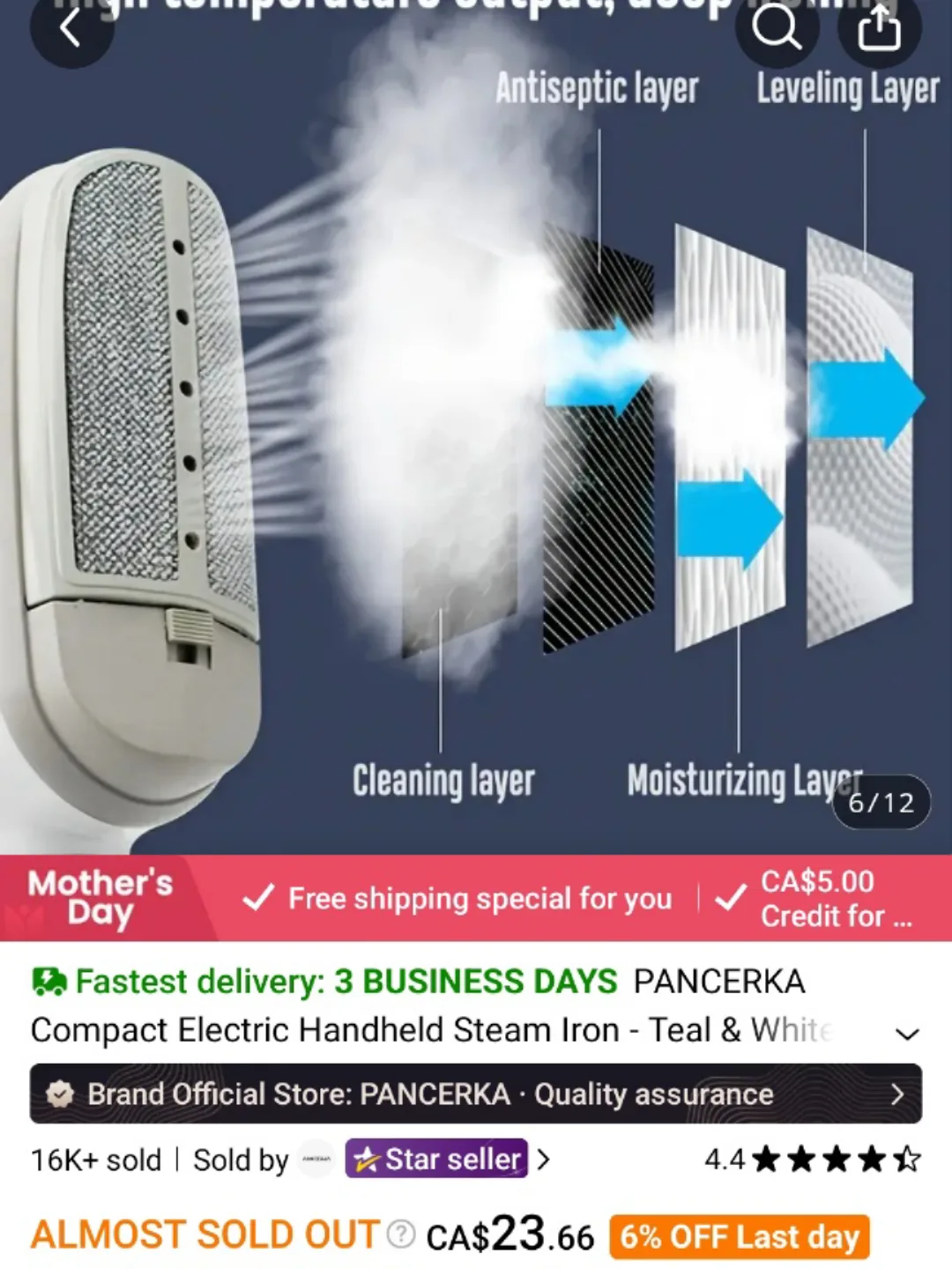 PANCERKA Compact Electric Handheld Steam Iron - White image indicator(4)