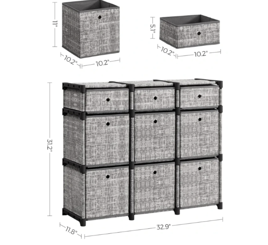 Grey Fabric Storage Organizer with 9 Drawers - photo 5