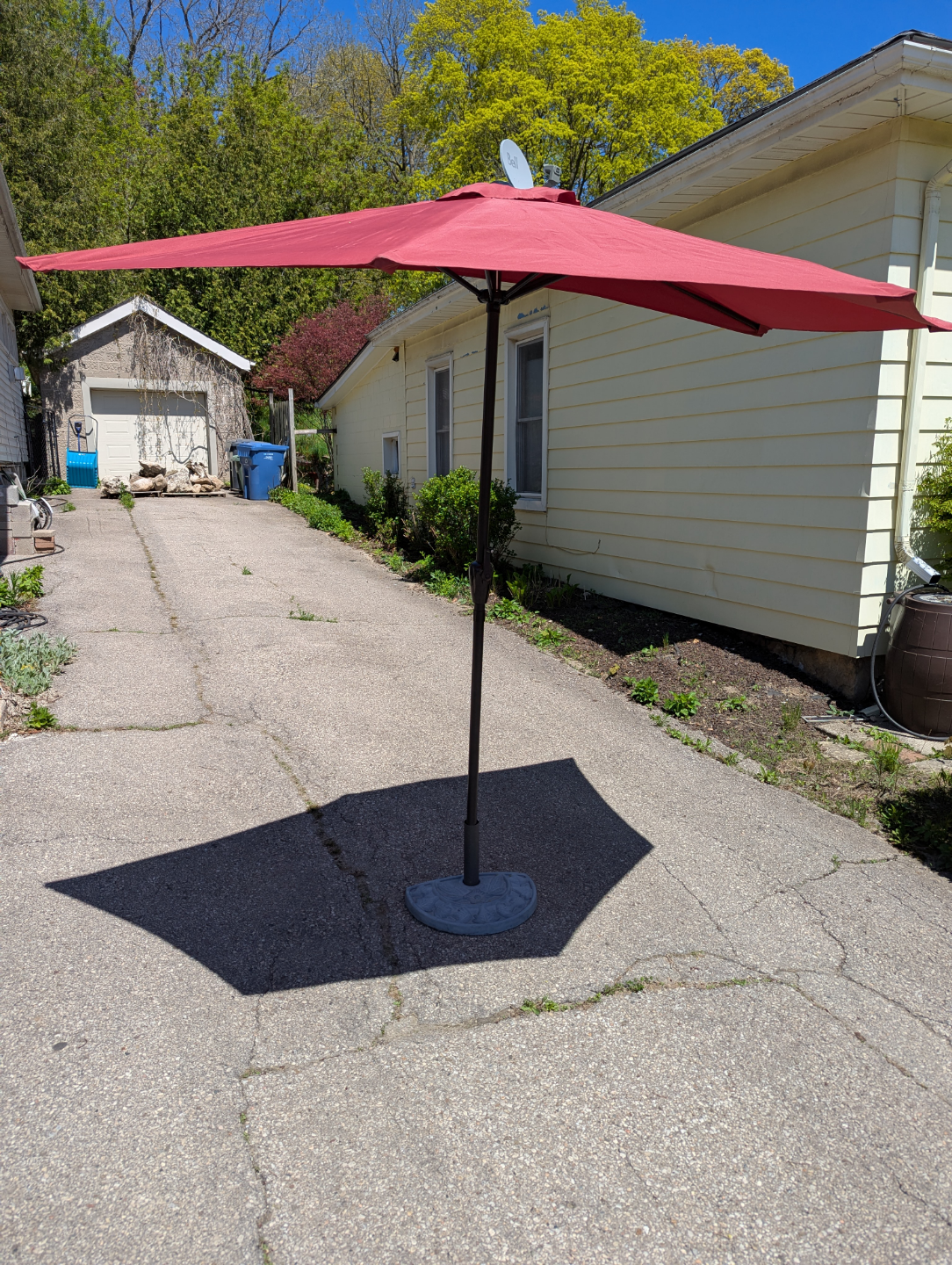 Red Patio Umbrella with Stand