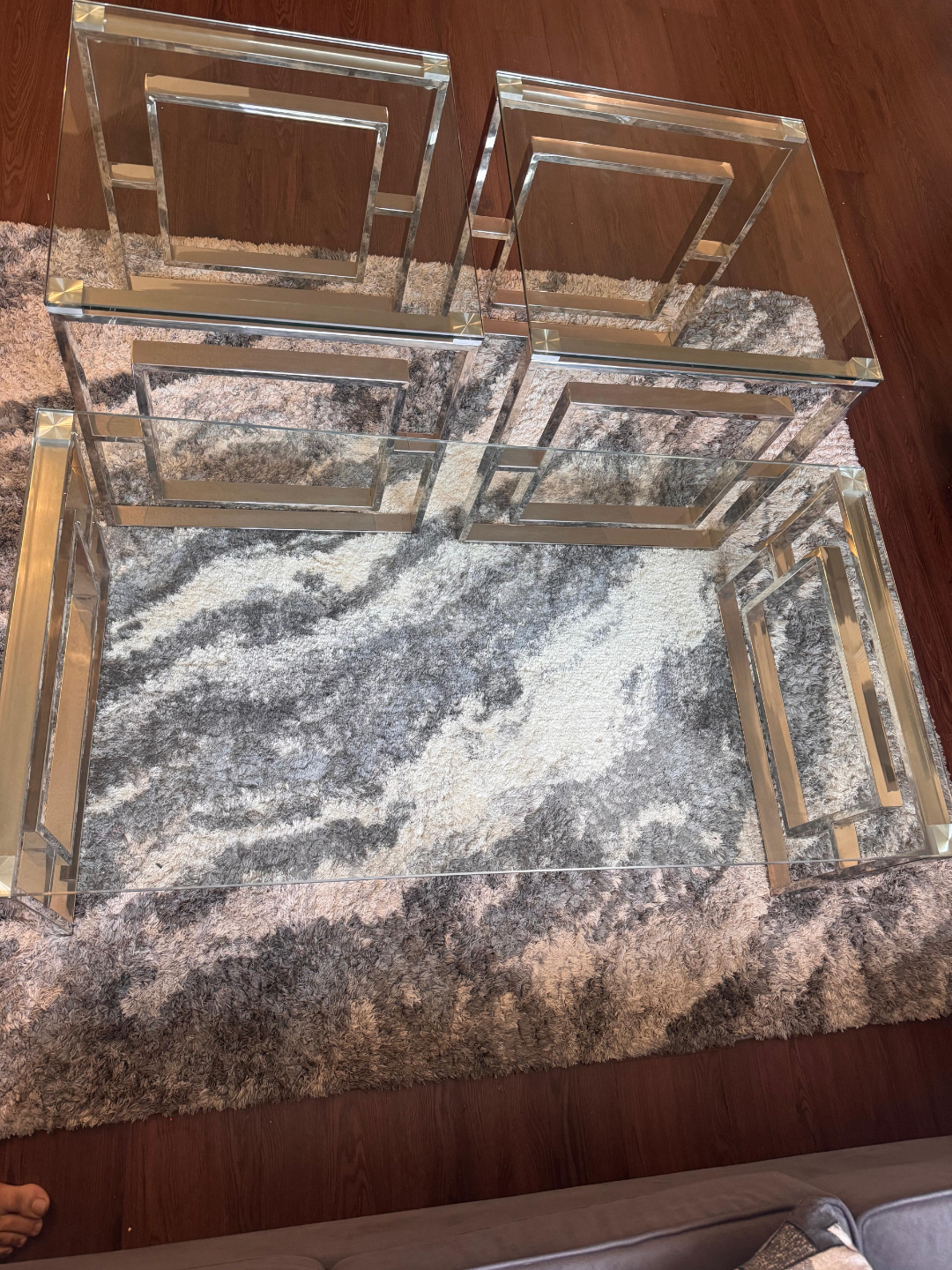 Glass Top Coffee Table Set - photo 2