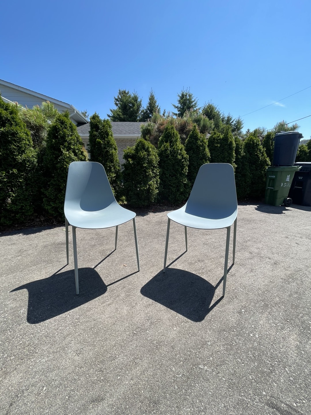 2 blue stylish chairs