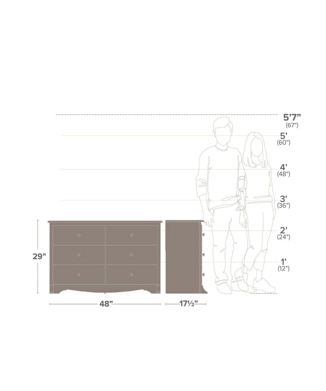 White Six-Drawer Dresser - photo 3