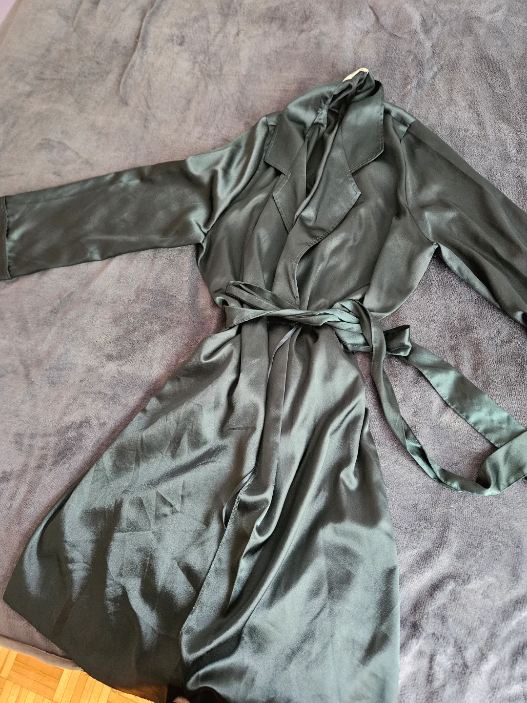 Dark Green Satin Robe thumbnail