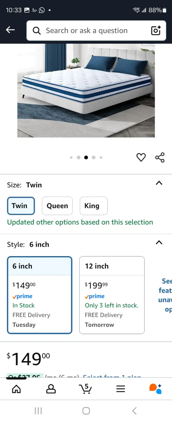 Twin Mattress – Gel Hybrid Foam – $40 image indicator(7)