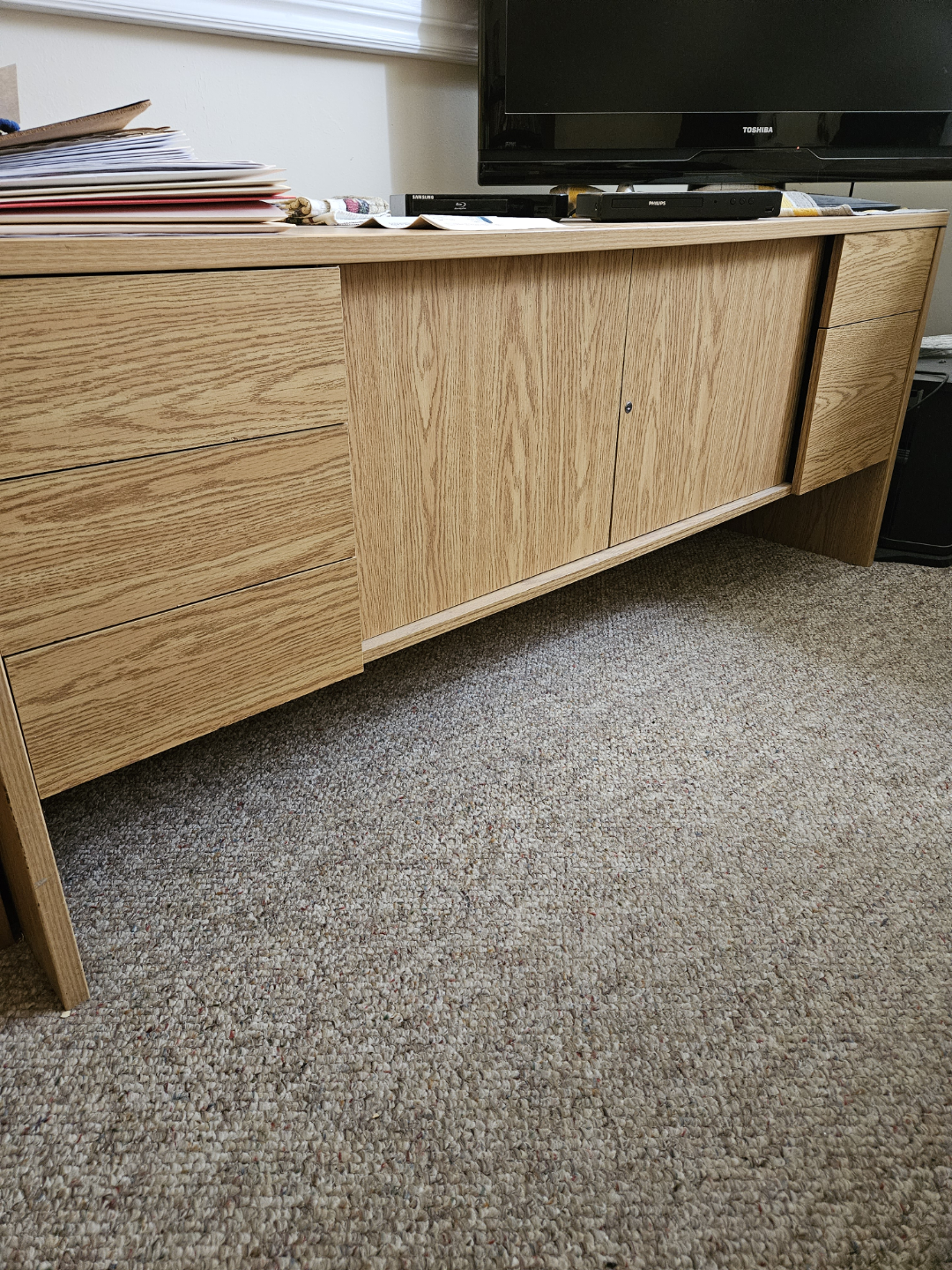 Oak Wood Media Console