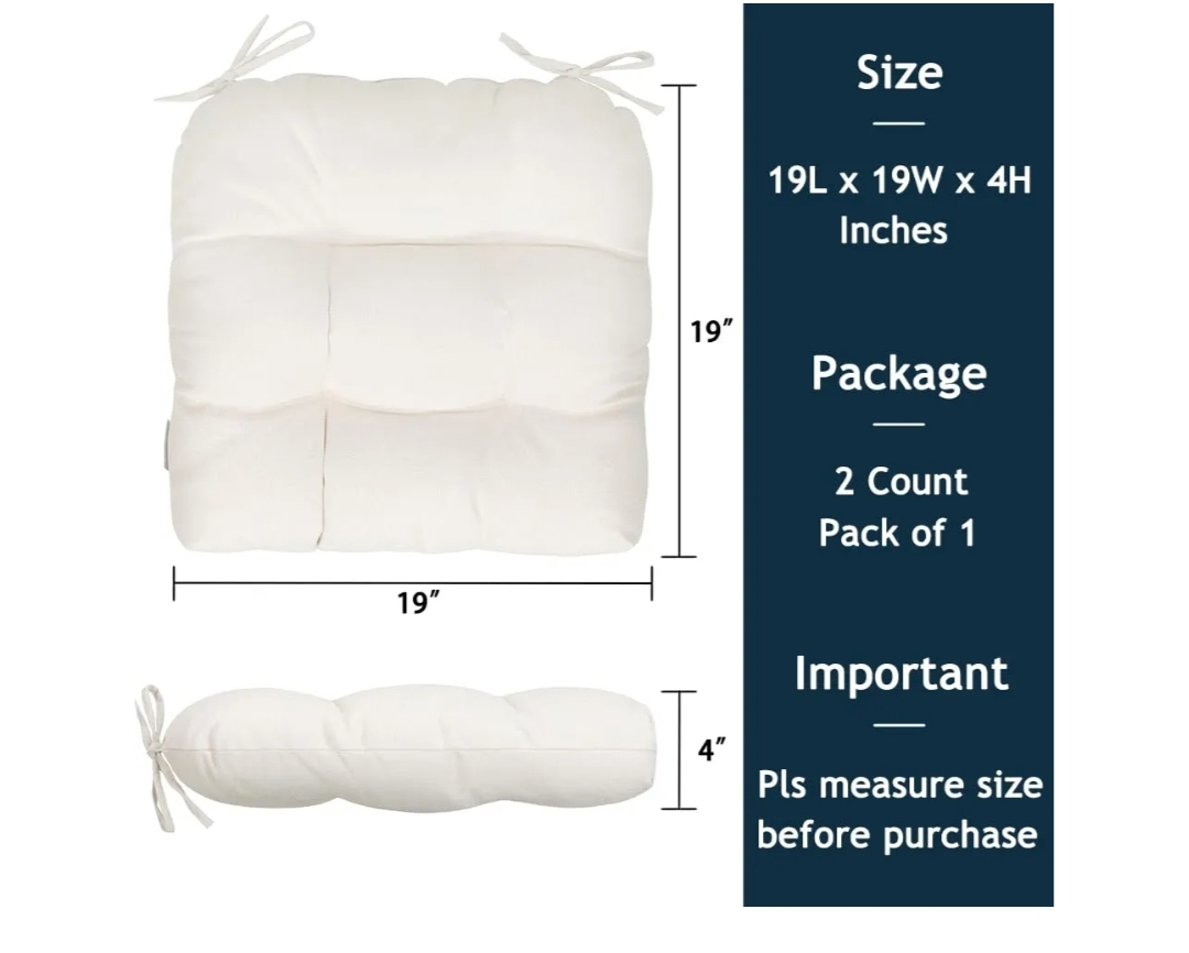Off-White Square Chair Cushion - Tufted Design - photo 2