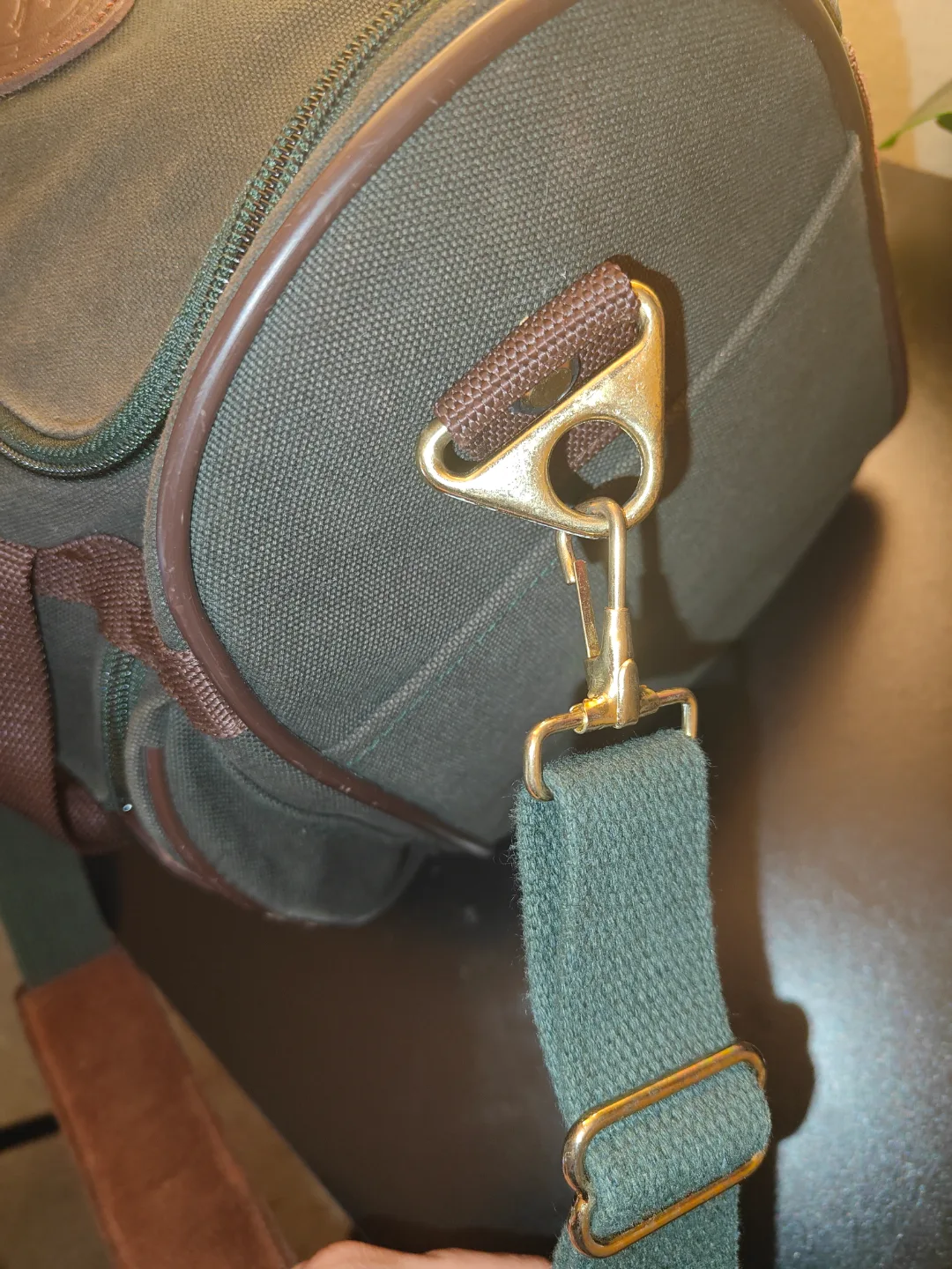 Orvis company Vintage Green Canvas & Leather Duffel Bag image indicator(5)