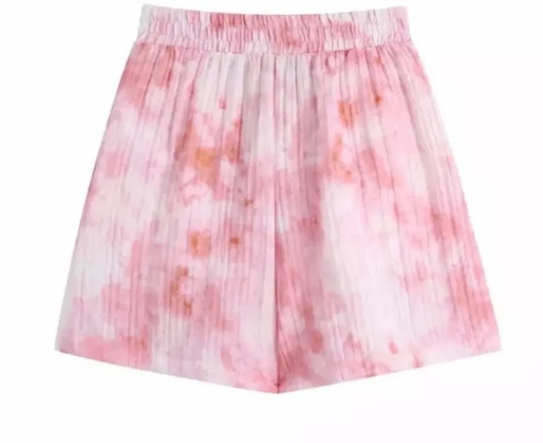 Zara Crinkle Pink Tie-Dye Shorts NEW image indicator(3)
