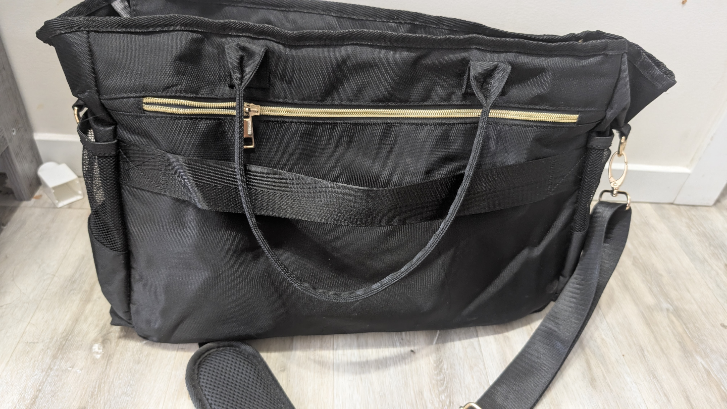 Black Diaper Bag Tote with Multiple Pockets - photo 3