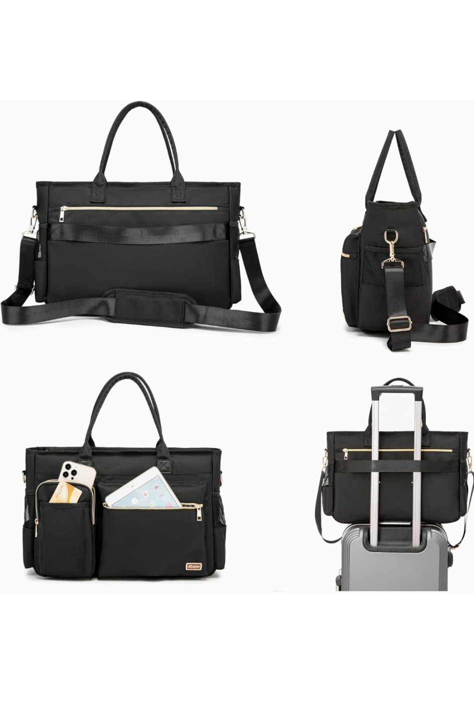Black Diaper Bag Tote with Multiple Pockets - photo 5