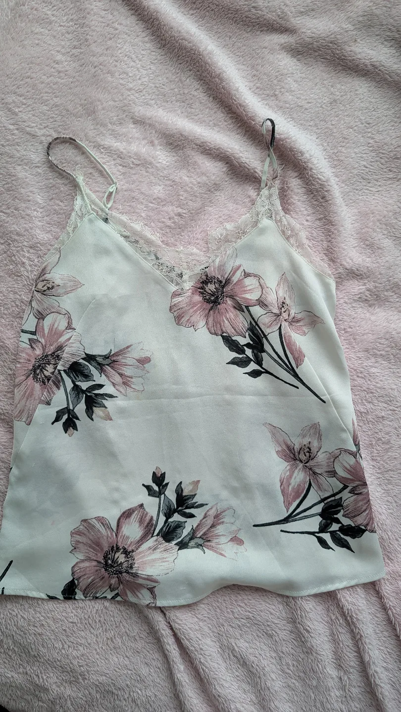Floral Cami Top with Lace Detail thumbnail